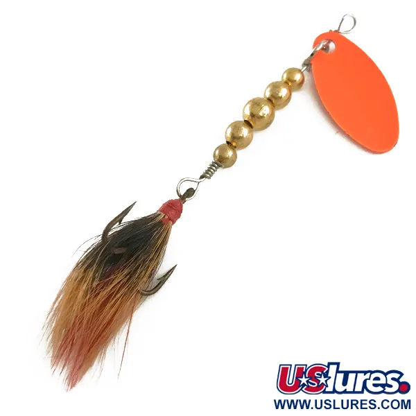 Vintage  Renosky Lures Swiss Swing UV (squirrel tail), 3/32oz Fluorescent Orange UV Glow in UV light, Fluorescent spinning lure #10959
