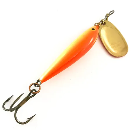 Vintage Blue Fox Vibrax Minnow Spin 2, 1/4oz Orange / Gold spinning lure #6517
