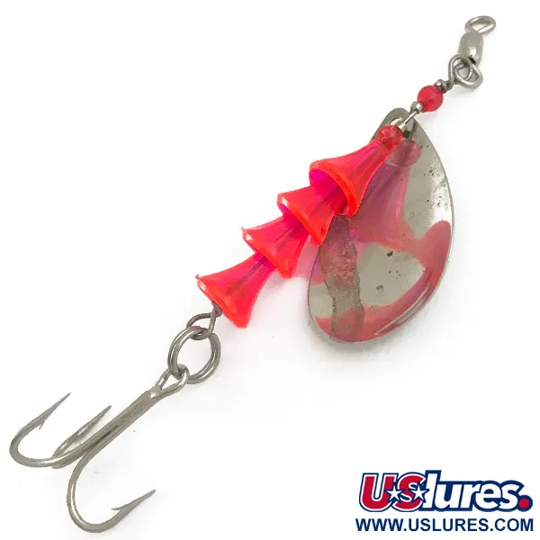 Vintage  Luhr Jensen TEE Spoon, 1/3oz Nickel / Pink spinning lure #6527