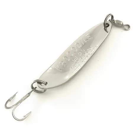 Vintage Luhr Jensen Krocodile Die #3, 1/3oz Nickel / Golden Hologram fishing spoon #6543