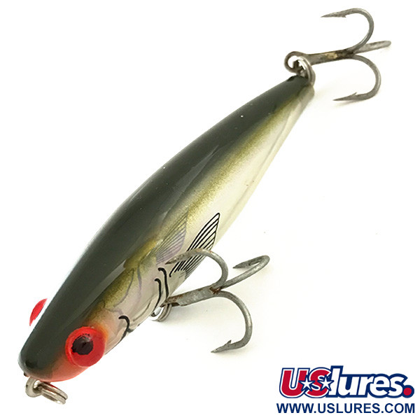 Vintage  L&S Bait Mirro lure MirrOmullett 16 MR-49, 2/5oz Mirror / Red Eyes (Bayou Green Back, Pearl Belly, Silver Luminescence) fishing lure #6546