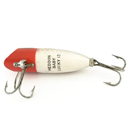 Vintage Heddon Baby Lucky 13, 1/3oz Red / White / Silver fishing lure #6550