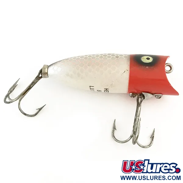 Vintage   Heddon Baby Lucky 13, 1/3oz Red / White / Silver fishing lure #6550