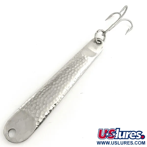 Vintage   Hopkins No=Eql hammerd, 2oz Hammered Nickel fishing spoon #6551