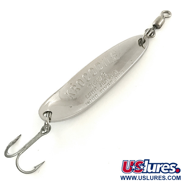 Vintage  Luhr Jensen Krocodile Die #3, 1/2oz Nickel fishing spoon #6553