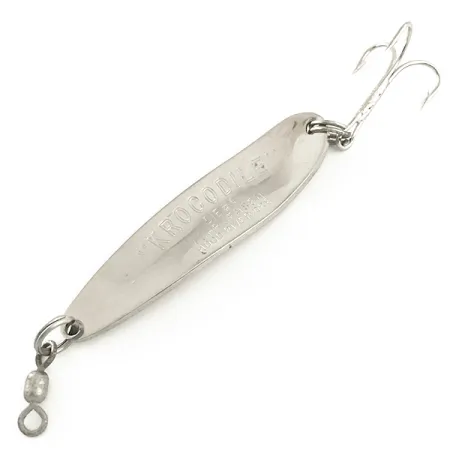 Vintage Luhr Jensen Krocodile Die #4, 3/5oz Nickel / Red fishing spoon #6554