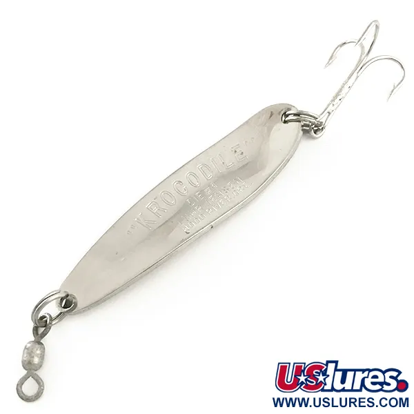 Vintage  Luhr Jensen Krocodile Die #4, 3/5oz Nickel / Red fishing spoon #6554