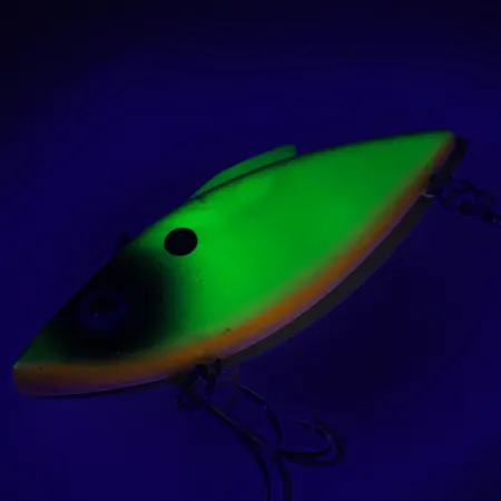 Vintage Bill Lewis Rat-L-Trap UV, 1/2oz Yellow / Orange / Black fishing lure #6587