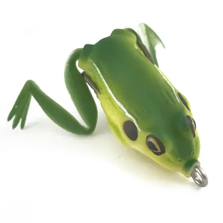Vintage Lunkerhunt Weedless LunkerHunt Lunker Frog, 1/4oz Green / Yellow fishing lure #6591