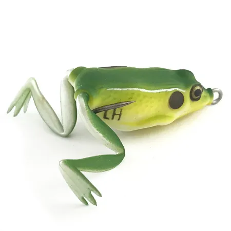 Vintage Lunkerhunt Weedless LunkerHunt Lunker Frog, 1/4oz Green / Yellow fishing lure #6591
