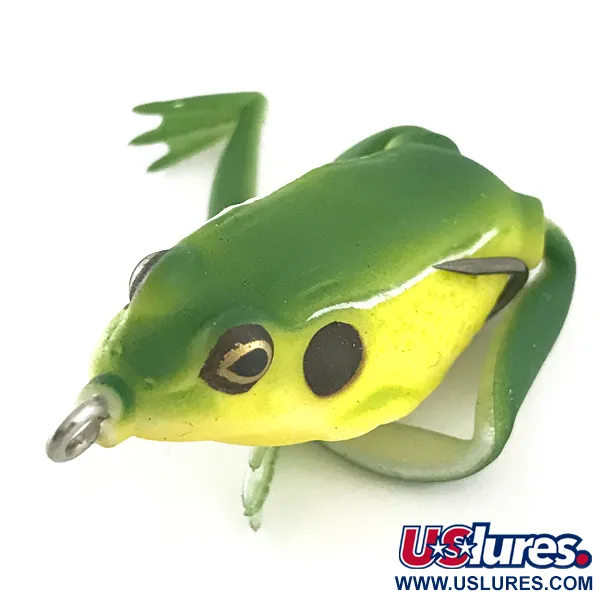 Vintage  Lunkerhunt Weedless LunkerHunt Lunker Frog, 1/4oz Green / Yellow fishing #6591