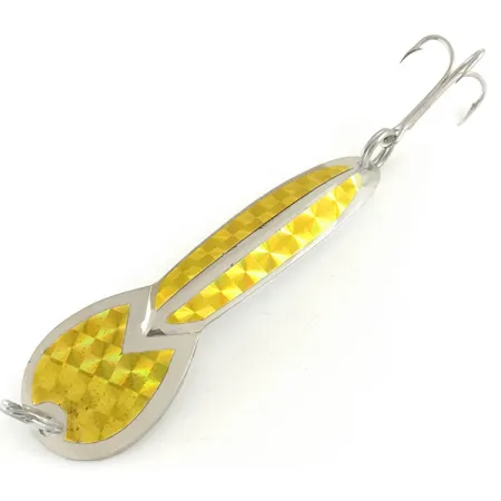 Vintage Glen Evans Loco 4, 3/4oz Nickel / Golden Hologram fishing spoon #6600