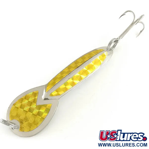 Vintage  Glen Evans Loco 4, 3/4oz Nickel / Golden Hologram fishing spoon #6600