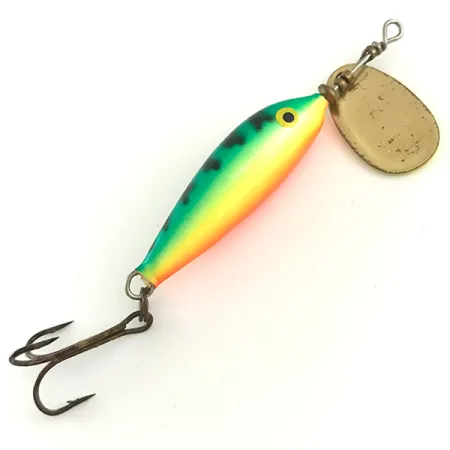Vintage Blue Fox Vibrax Minnow Spin 1 UV, 1/8oz Fire Tiger spinning lure #6601