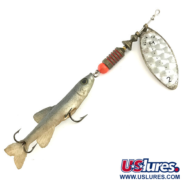 Vintage Mepps Aglia Long 2 Mino, 1/3oz Silver spinning lure #6602