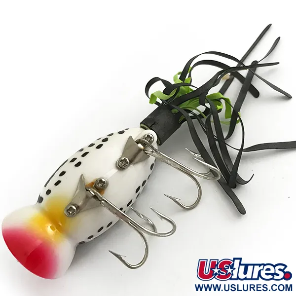 Vintage   Fred Arbogast Hula Popper, 1/3oz White Tiger / Red fishing lure #6617