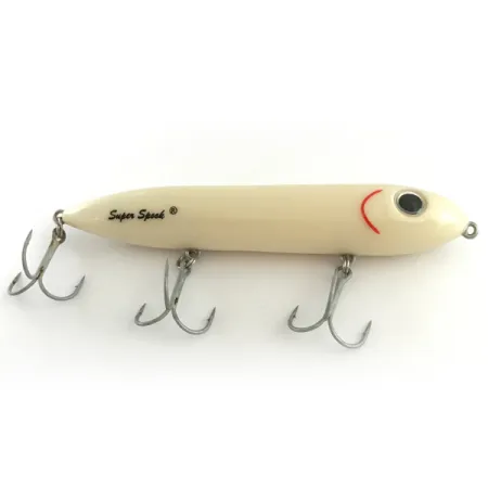 Vintage Heddon Super Spook, 1oz White fishing lure #6618