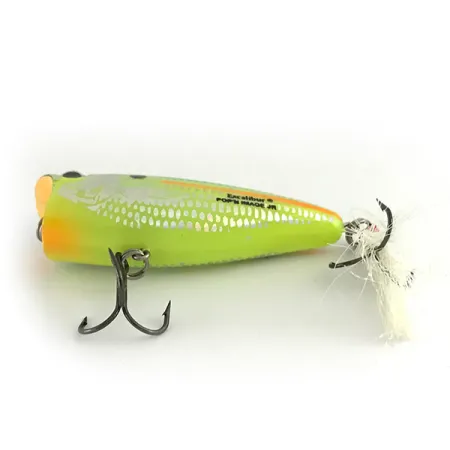 Vintage Heddon Excalibur Pop'n Image, 1/3oz Yellow / Green fishing lure #6620