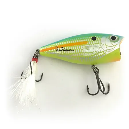 Vintage Heddon Excalibur Pop'n Image, 1/3oz Yellow / Green fishing lure #6620