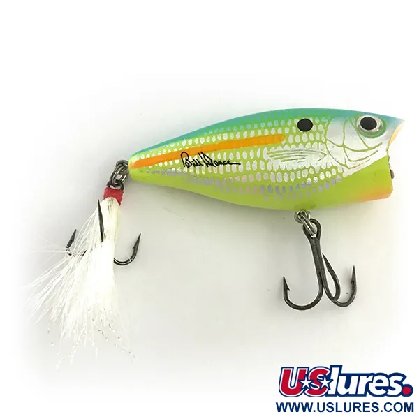 Vintage  Heddon Excalibur Pop'n Image, 1/3oz Yellow / Green fishing lure #6620