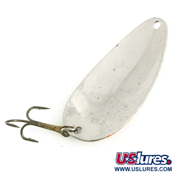 Vintage  Red Eye Lures Red Eye, 3/8oz Nickel / Orange fishing spoon #6626
