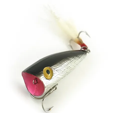 Vintage Rebel Pop-R, 1/4oz Silver fishing lure #6633