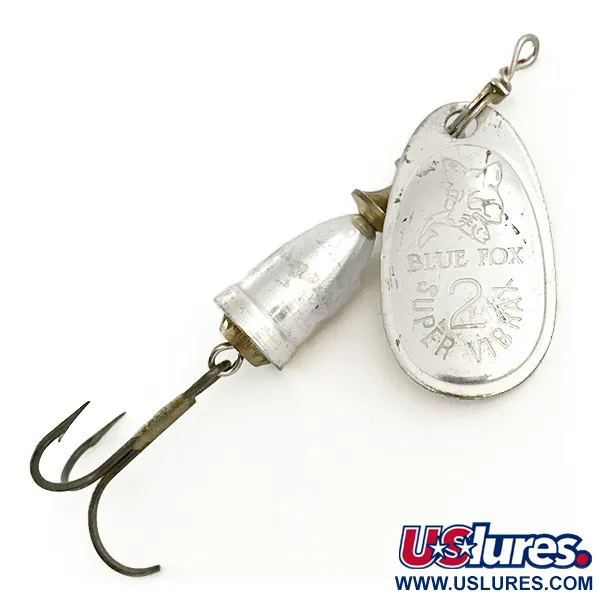 Vintage Blue Fox Super Vibrax 2, 3/16oz Silver spinning lure #6642