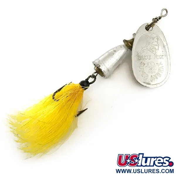 Vintage Blue Fox Super Vibrax 2 Foxtail, 3/16oz Silver spinning lure #6643