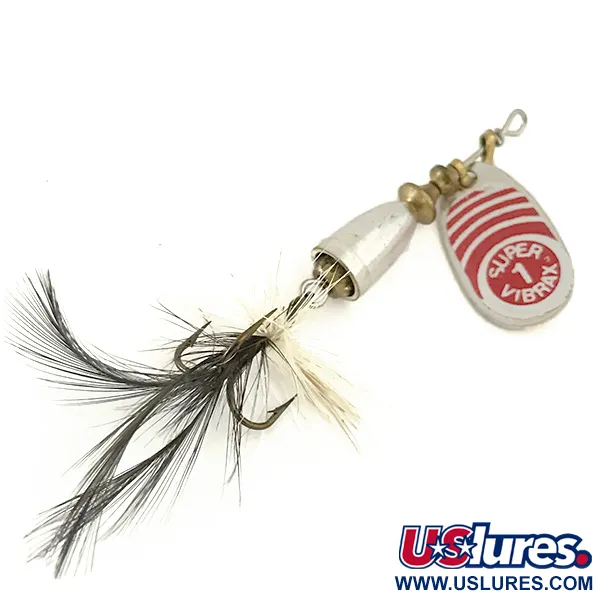 Vintage Blue Fox Super Vibrax 1, 1/8oz Silver spinning lure #6644