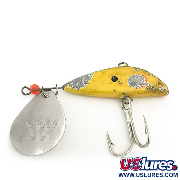 Vintage Mann's Bait Little George, 2/3oz Hammered Nickel / Yellow fishing  #6646