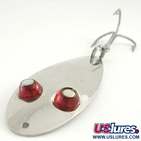 Vintage   Paul Bunyan Flash eye spoon, 3/5oz Nickel / Red Eyes fishing spoon #6649