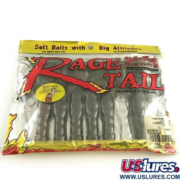   Strike King Rage Tail Rage Craw Soft Bait 6Pcs,  Watermelon Meat fishing #6673