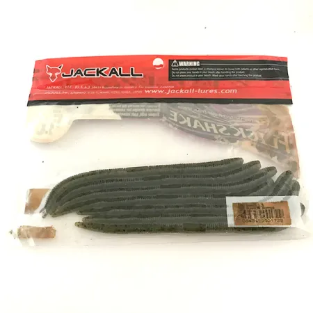Jackall Flick Shake Worm soft bait 7pcs, Green Pumpking Pepper fishing #6679