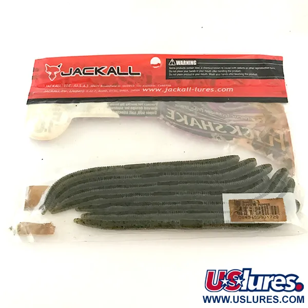 Jackall Flick Shake Worm soft bait 7pcs, Green Pumpking Pepper fishing #6679