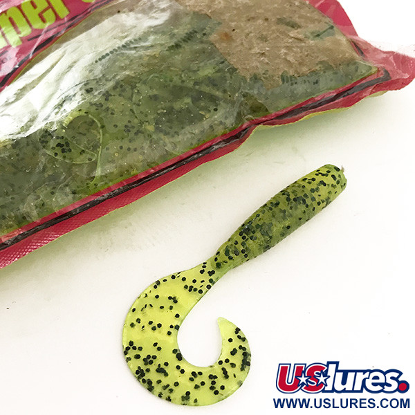   Chompers Single Tail Grub 15pcs,  Chartreuse Pepper​ fishing #6681