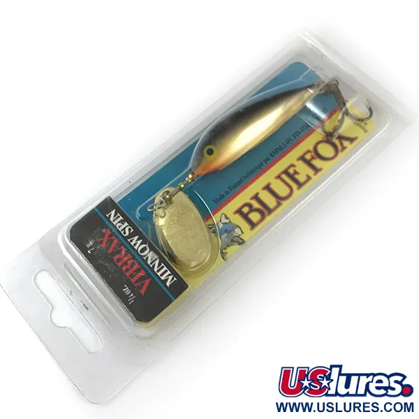 Blue Fox Vibrax Minnow Spin 2, 1/4oz Gold spinning lure #6716