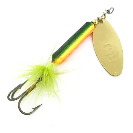 Yakima Bait Worden’s Original Rooster Tail UV, 2/5oz Gold / Fire Tiger spinning lure #6876