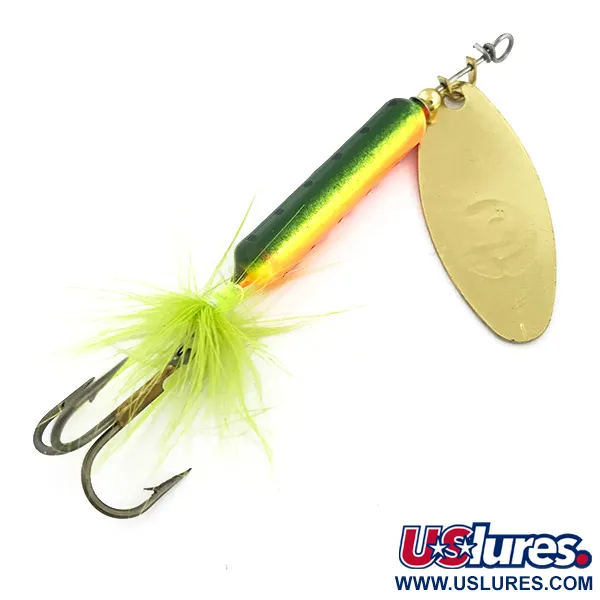  Yakima Bait Worden’s Original Rooster Tail UV, 2/5oz Gold / Fire Tiger spinning lure #6876