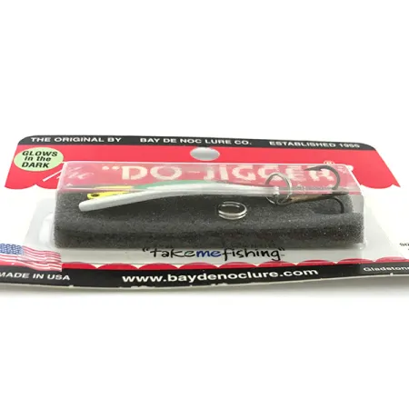 Bay de Noc Do-Jigger 1, 3/16oz White / Green Glow in Dark, fluorescent fishing spoon #6736