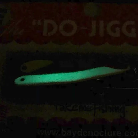 Bay de Noc Do-Jigger 1, 3/16oz White / Green Glow in Dark, fluorescent fishing spoon #6736
