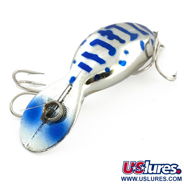 Vintage Heddon Tadpolly Clatter Tad, 3/16oz Silver / Blue fishing lure #6740
