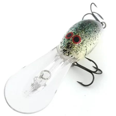 Vintage Norman DD22 , 1oz White / Black / Rainbow Glitter fishing lure #6742