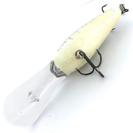 Vintage Norman DD22 , 1oz White / Black / Rainbow Glitter fishing lure #6742