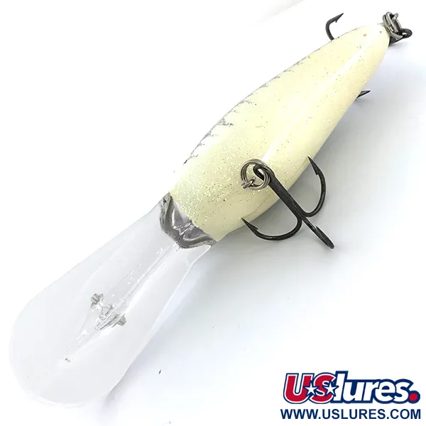 Vintage Norman DD22 , 1oz White / Black / Rainbow Glitter fishing lure #6742