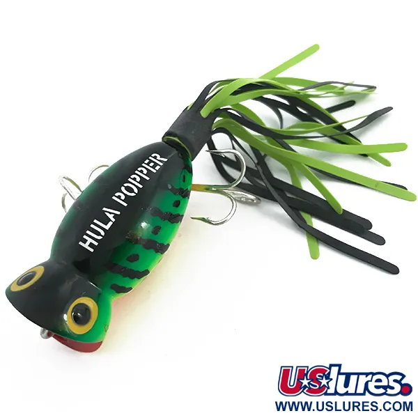 Vintage   Fred Arbogast Hula Popper, 1/3oz Fire Tiger fishing lure #6760