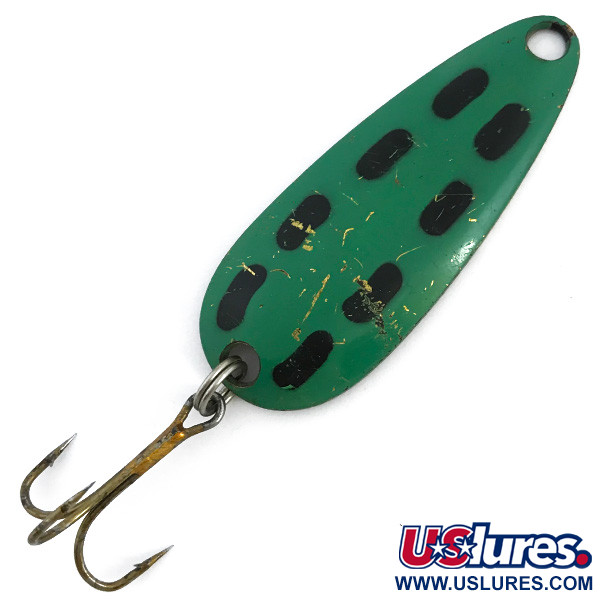Vintage   Len Thompson #0, 3/5oz Green / Black / Gold fishing spoon #6765
