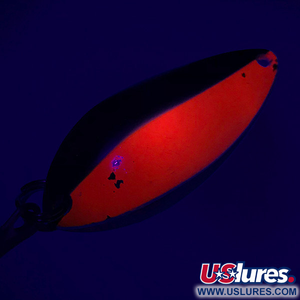 Vintage  Luhr Jensen Krocodile Stubby UV, 1/2oz Nickel / Red fishing spoon #6768