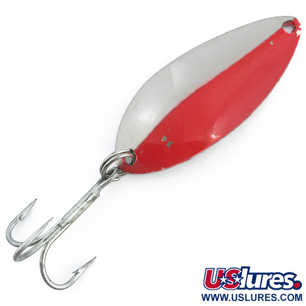 Vintage  Luhr Jensen Krocodile Stubby UV, 1/2oz Nickel / Red fishing spoon #6768
