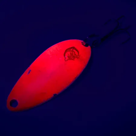Vintage Eppinger Dardevle Devle Dog 5200 UV, 1/4oz Fluorescent Red / Nickel fishing spoon #6773