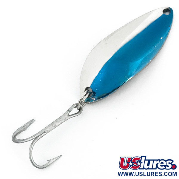 Vintage  Luhr Jensen Krocodile Stubby, 1/2oz Nickel / Blue fishing spoon #6774